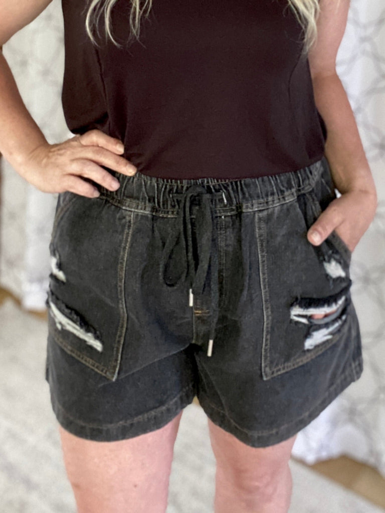 Wander This World Shorts in Black-White Birch-Timber Brooke Boutique, Online Women's Fashion Boutique in Amarillo, Texas