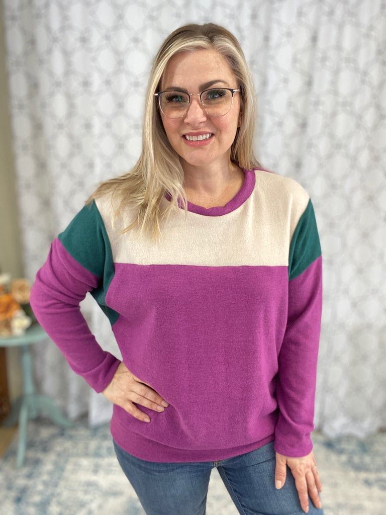 Blocked In Top-Sweaters-Timber Brooke Boutique, Online Women's Fashion Boutique in Amarillo, Texas