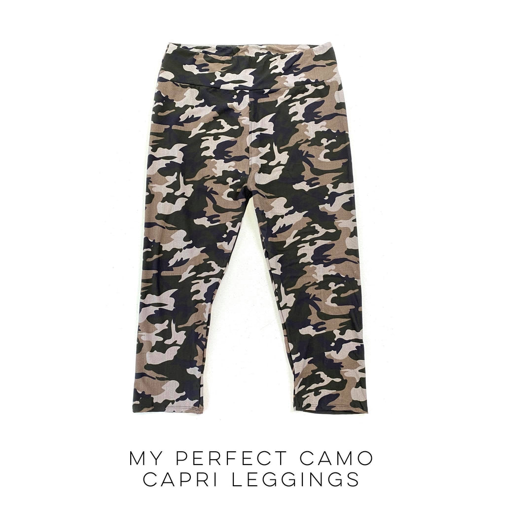 My Perfect Camo Capri Leggings-Boutique Only-Timber Brooke Boutique, Online Women's Fashion Boutique in Amarillo, Texas