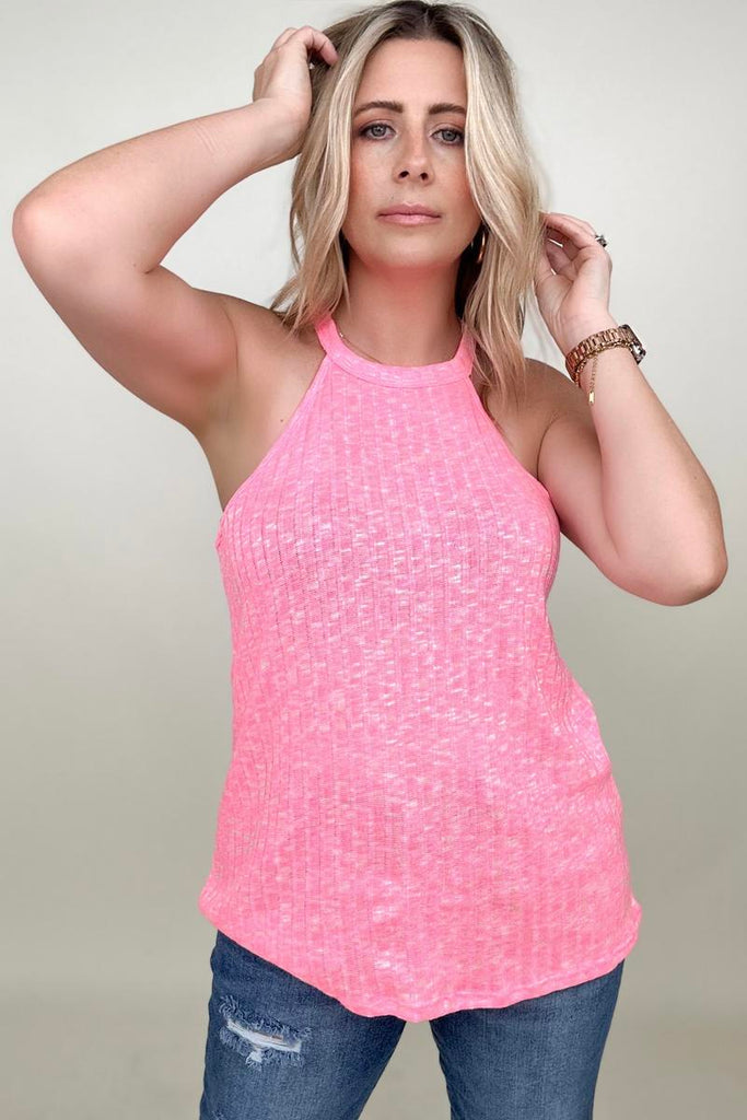 Haptics Two-Tone Ribbed Knit Tank Top-Tank Tops & Camis-Timber Brooke Boutique, Online Women's Fashion Boutique in Amarillo, Texas