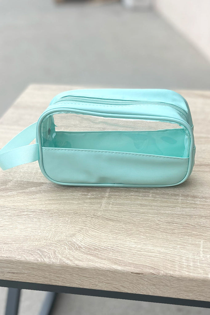 Sea Foam Clear Vinyl Zipper Cosmetic Bag Clutch-Gifts-Timber Brooke Boutique, Online Women's Fashion Boutique in Amarillo, Texas