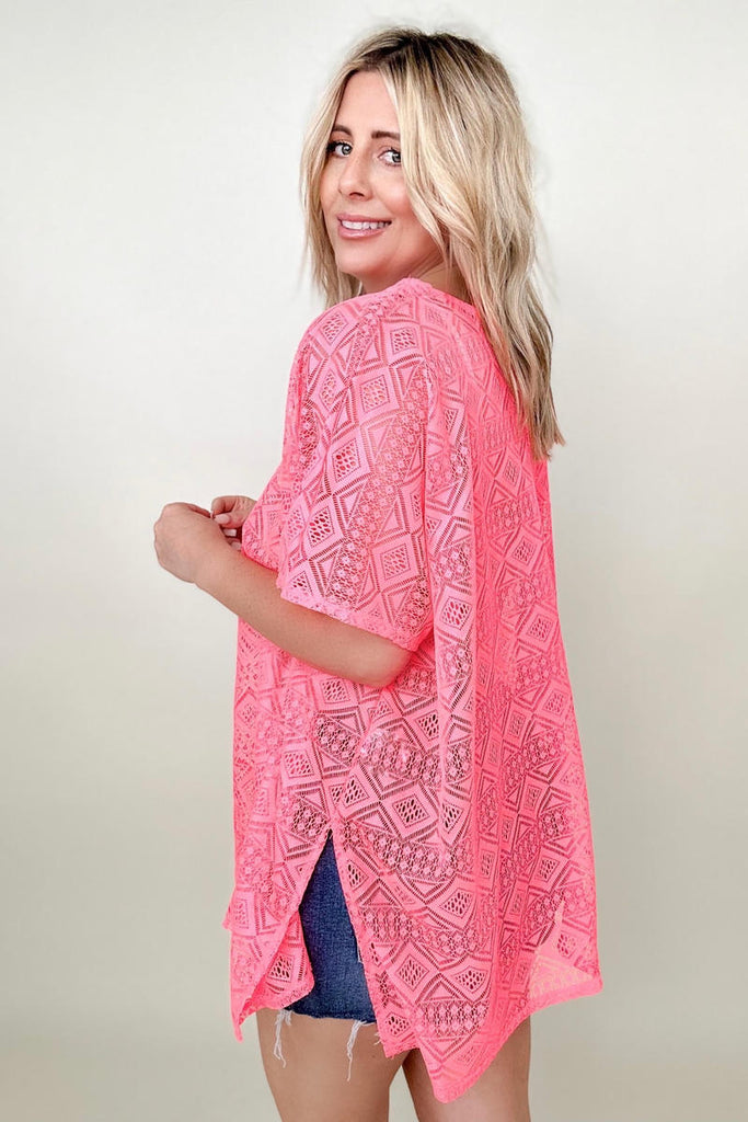 Cotton Bleu Lace V Neck Drop Shoulder Oversize Top-Blouses-Timber Brooke Boutique, Online Women's Fashion Boutique in Amarillo, Texas